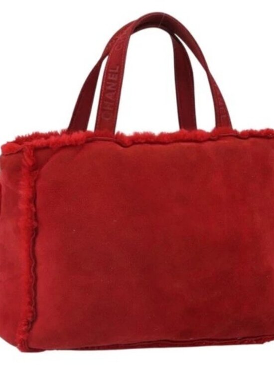 CHANEL Handbags - CHANEL Tote Bag Suede Red CC Auth 164529